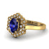Honeycomb Halo Oval Sapphire Ring - Laura No. 13