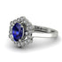 Honeycomb Halo Oval Sapphire Ring - Laura No. 15