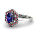 Honeycomb Halo Oval Sapphire Ring - Laura No. 60
