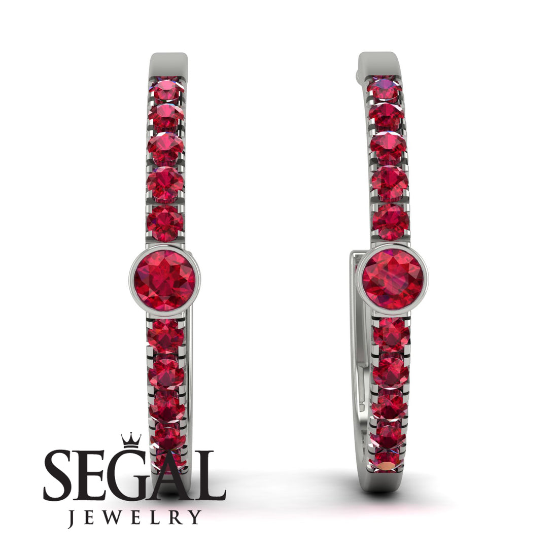 Hoop Ruby Earrings Micro Pave - Ansley No. 57