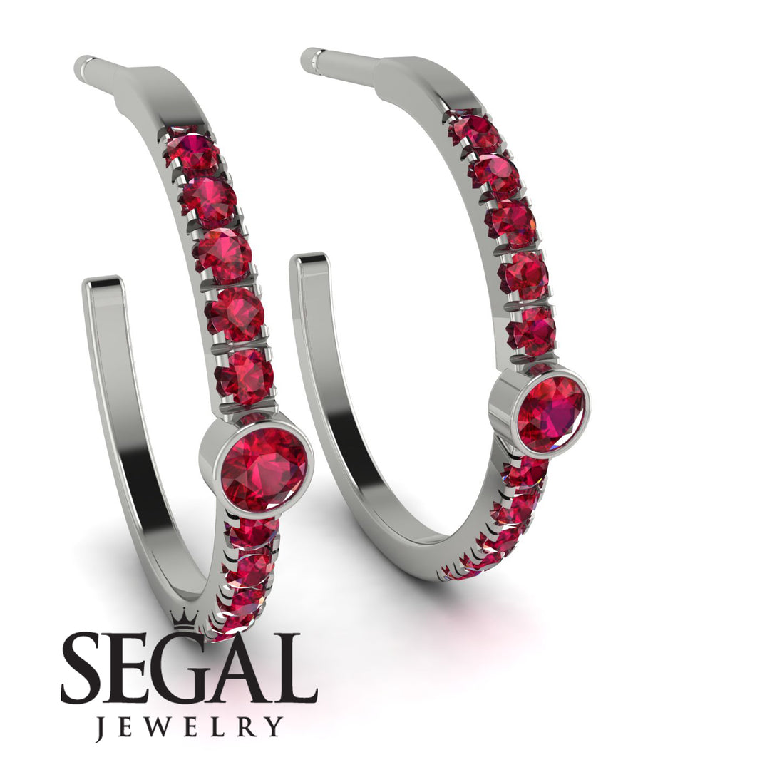 Hoop Ruby Earrings Micro Pave - Ansley No. 57
