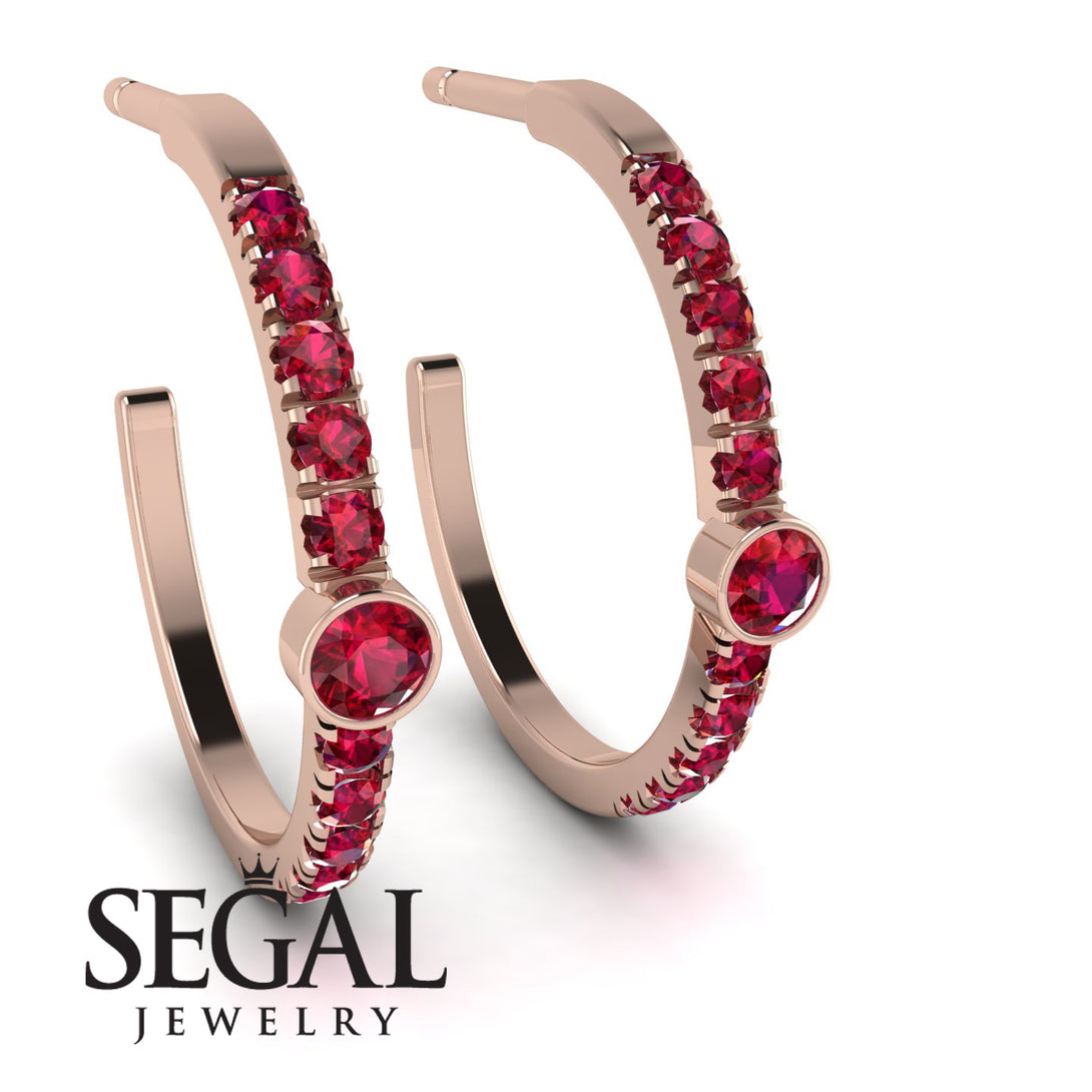 Hoop Ruby Earrings Micro Pave - Ansley No. 56
