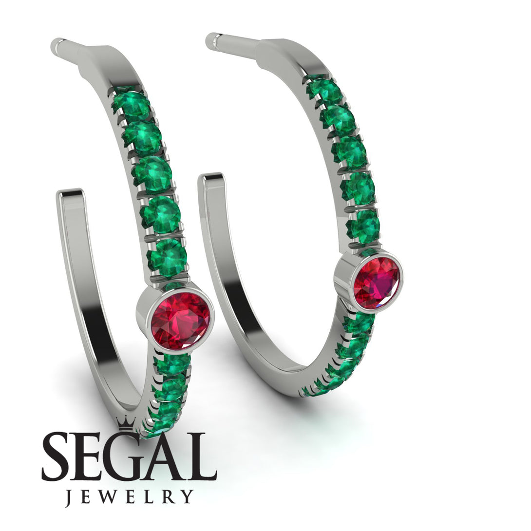 Hoop Ruby Earrings Micro Pave - Ansley No. 27