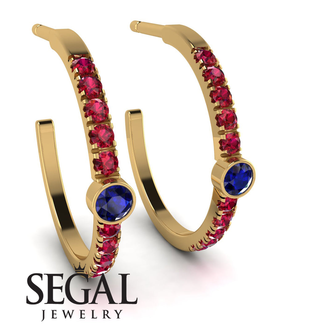 Hoop Sapphire Earrings Micro Pave - Ansley No. 58