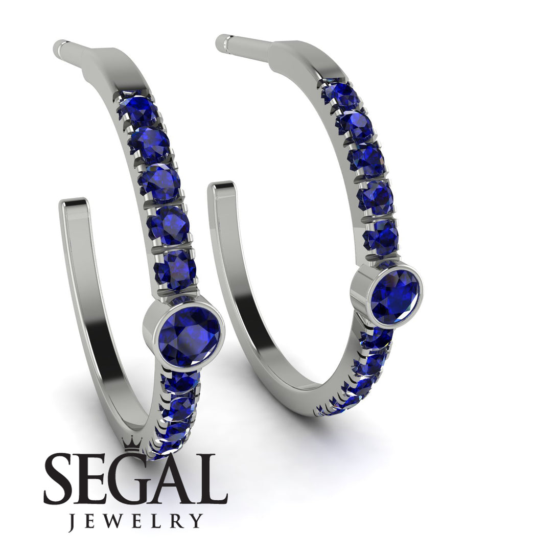 Hoop Sapphire Earrings Micro Pave - Ansley No. 75
