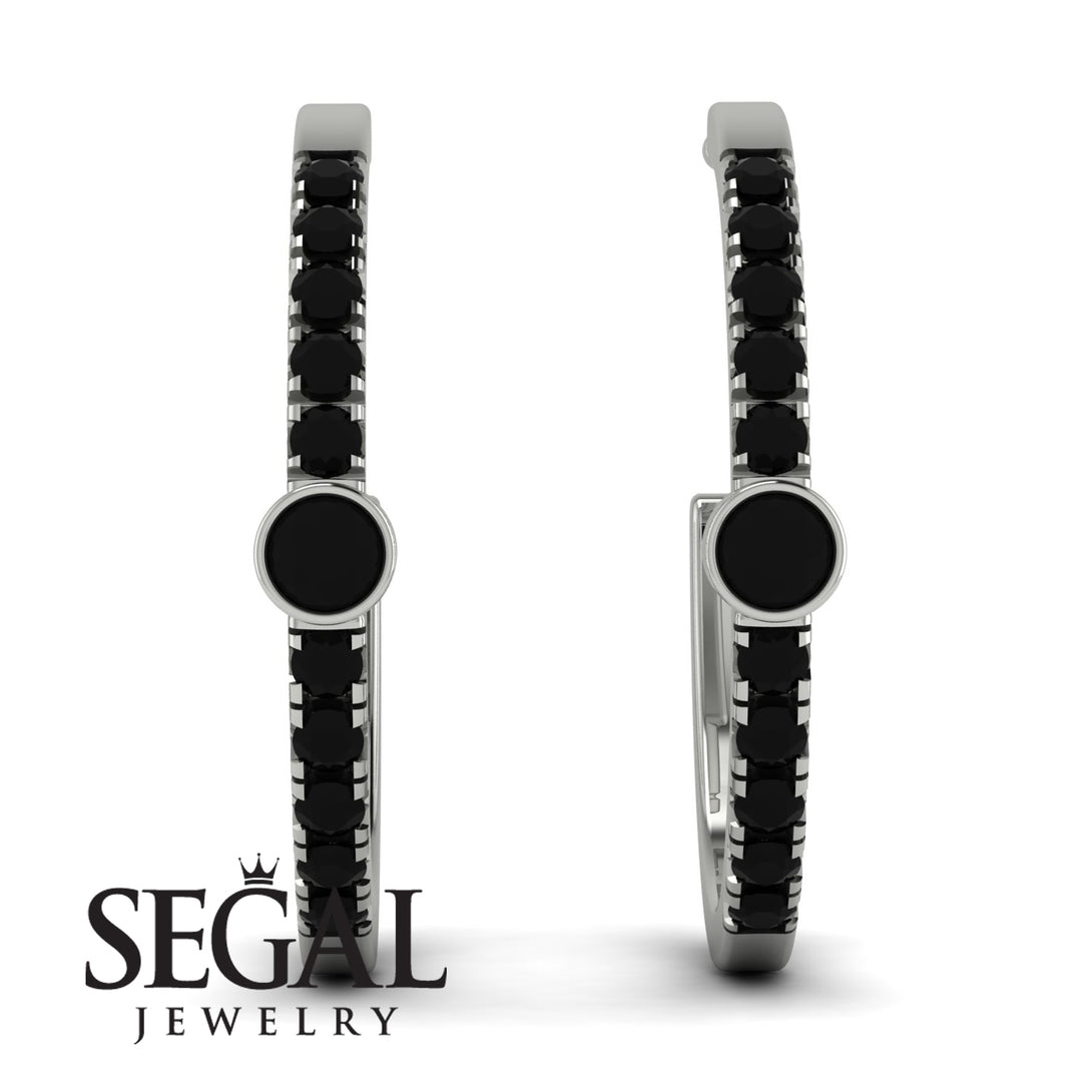 Hoop Black Diamond Earrings Micro Pave - Ansley No. 39