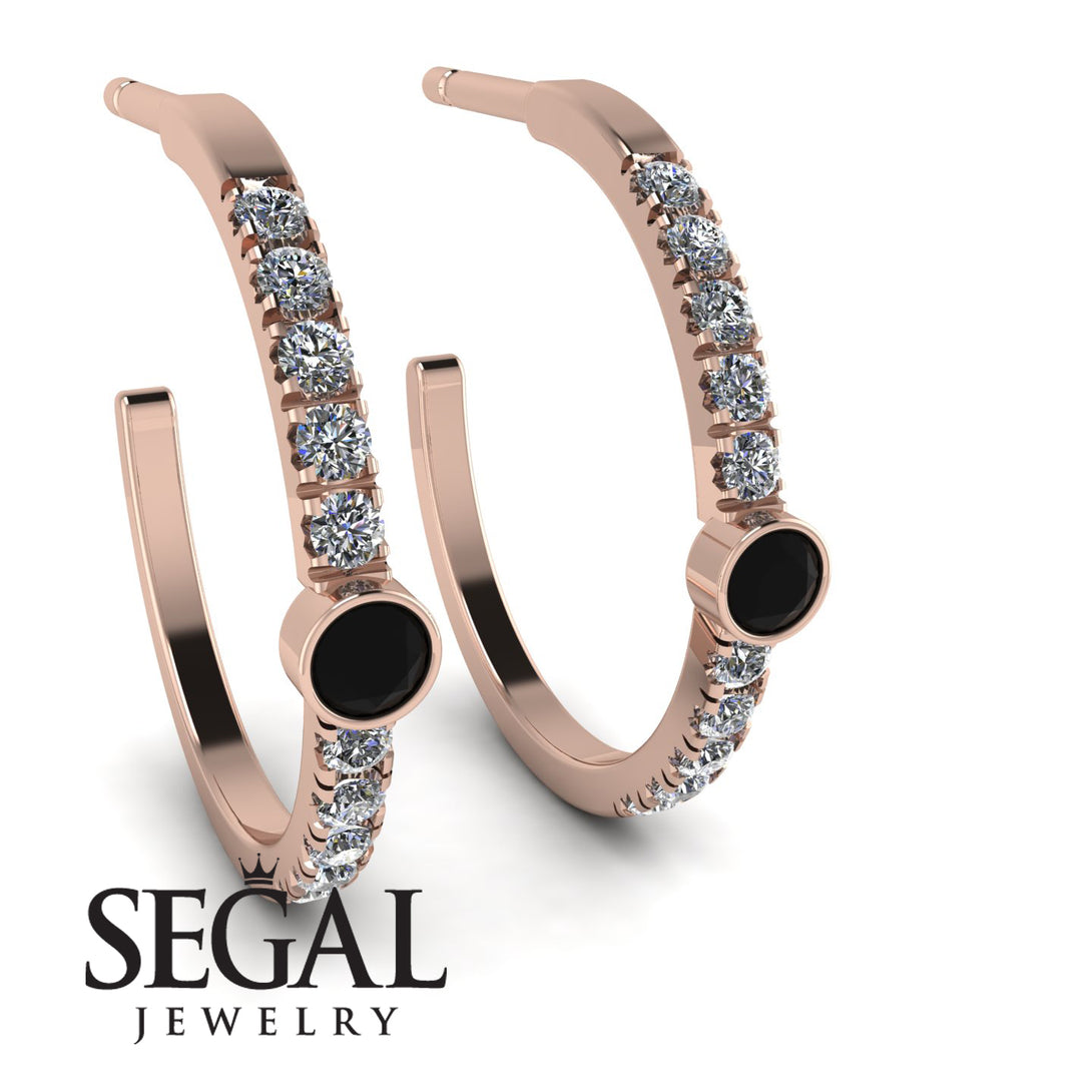 Hoop Black Diamond Earrings Micro Pave - Ansley No. 8
