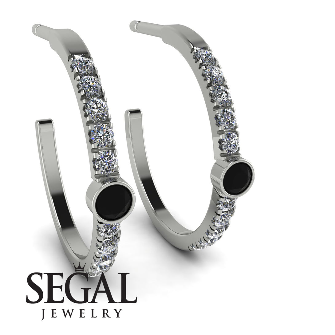 Hoop Black Diamond Earrings Micro Pave - Ansley No. 9