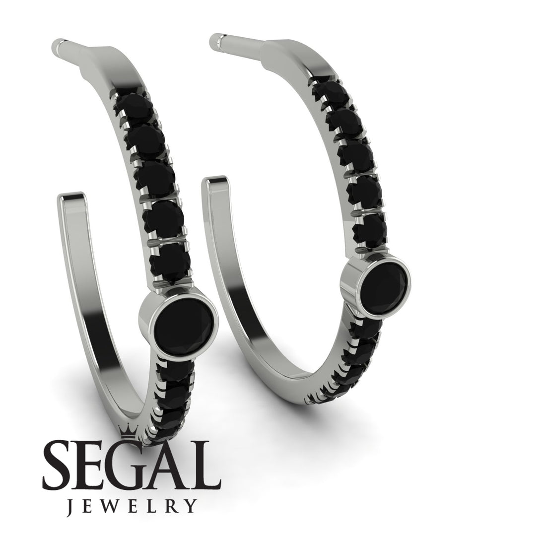 Hoop Black Diamond Earrings Micro Pave - Ansley No. 39