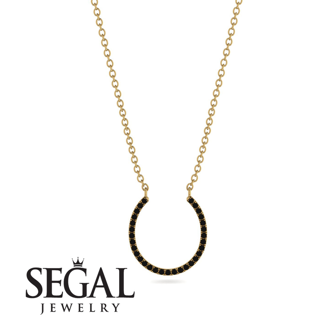 Horseshoe Black Diamond Necklace - Amira No. 7