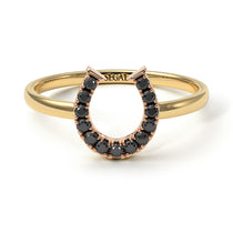 Two Tones Horseshoe Black Diamond Ring - Malia No. 19 image 1