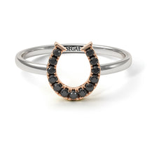 Two Tones Horseshoe Black Diamond Ring - Malia No. 21 image 1