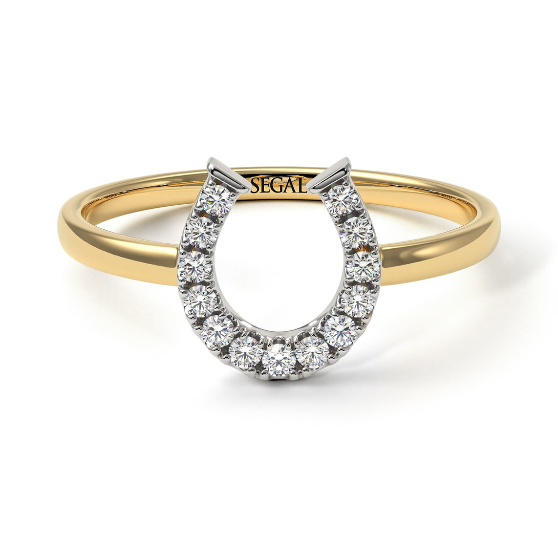 Two Tones Horseshoe Diamond Ring - Malia No. 17