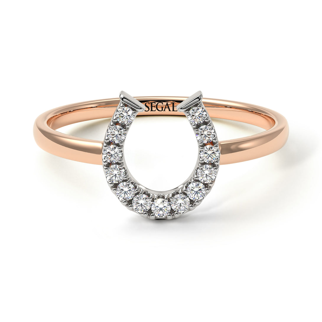 Two Tones Horseshoe Diamond Ring - Malia No. 18