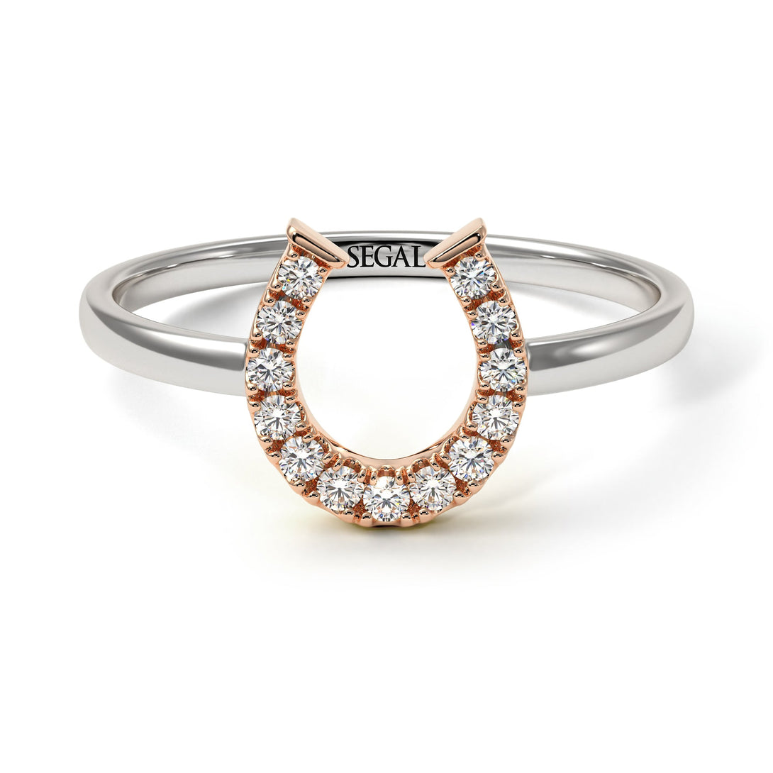 Two Tones Horseshoe Diamond Ring - Malia No. 18
