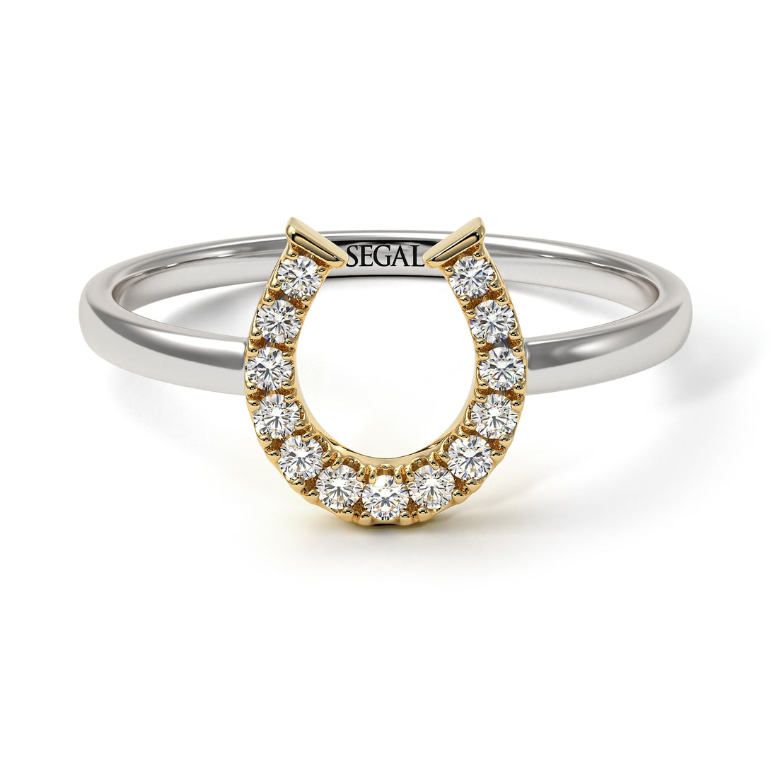 Two Tones Horseshoe Diamond Ring - Malia No. 17