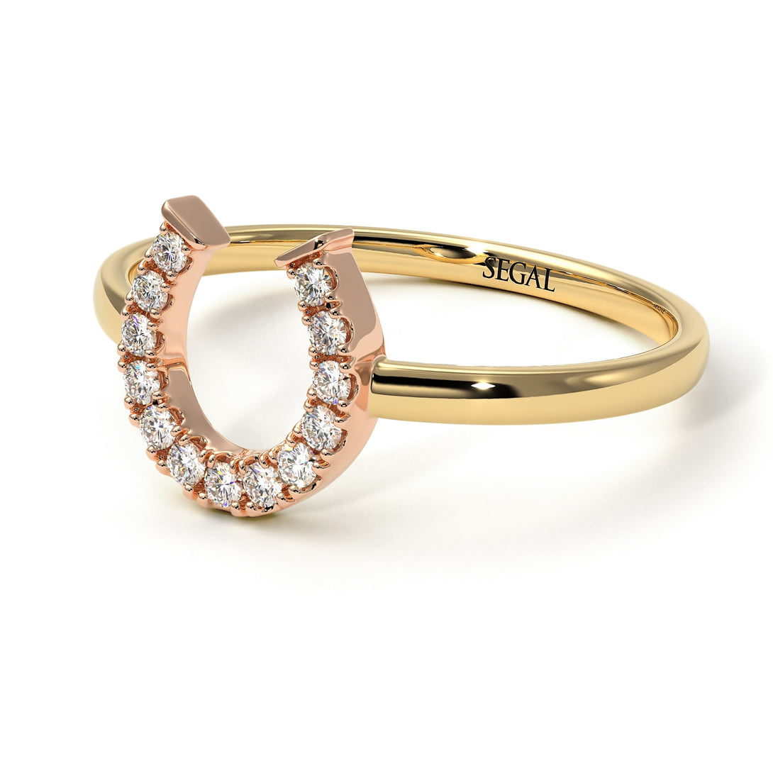 Two Tones Copy of Horseshoe Diamond Ring - Malia No. 16