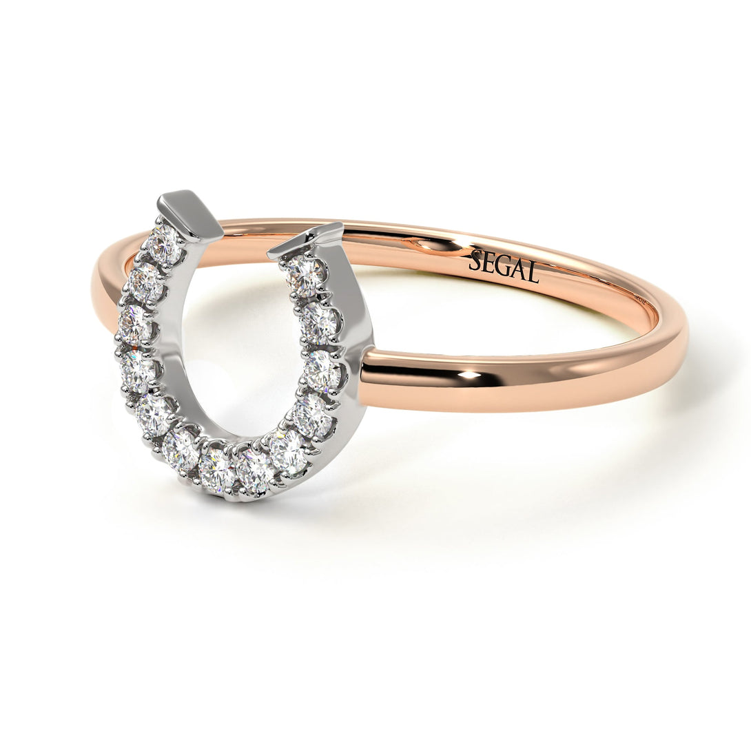 Two Tones Horseshoe Diamond Ring - Malia No. 18