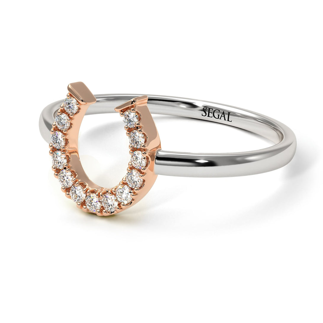 Two Tones Horseshoe Diamond Ring - Malia No. 18