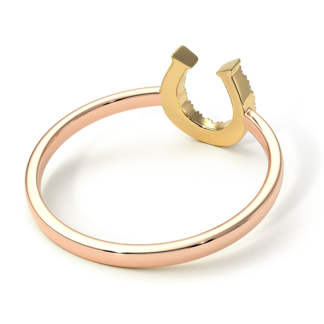 Two Tones Copy of Horseshoe Diamond Ring - Malia No. 16
