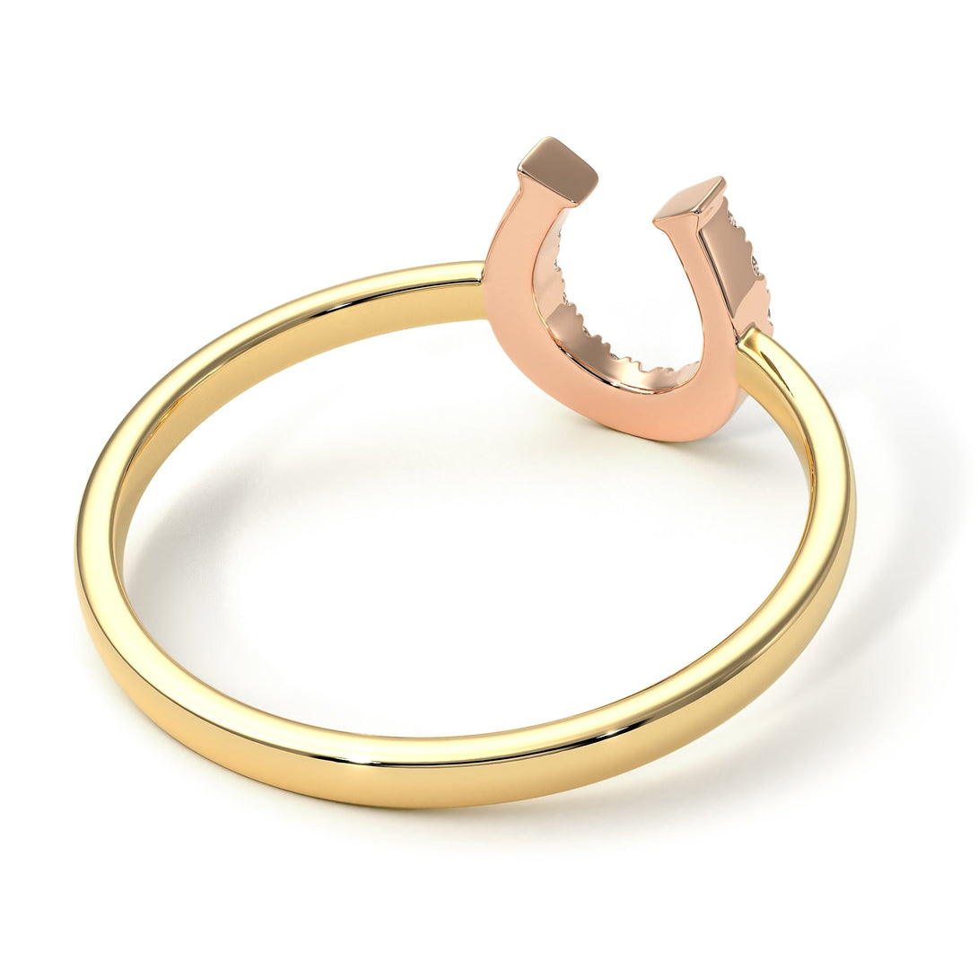 Two Tones Copy of Horseshoe Diamond Ring - Malia No. 16