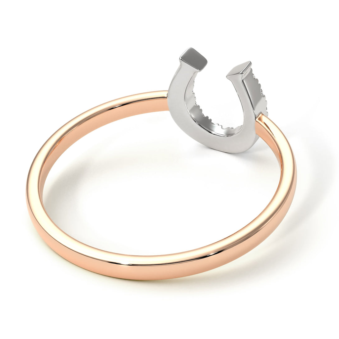 Two Tones Horseshoe Diamond Ring - Malia No. 18