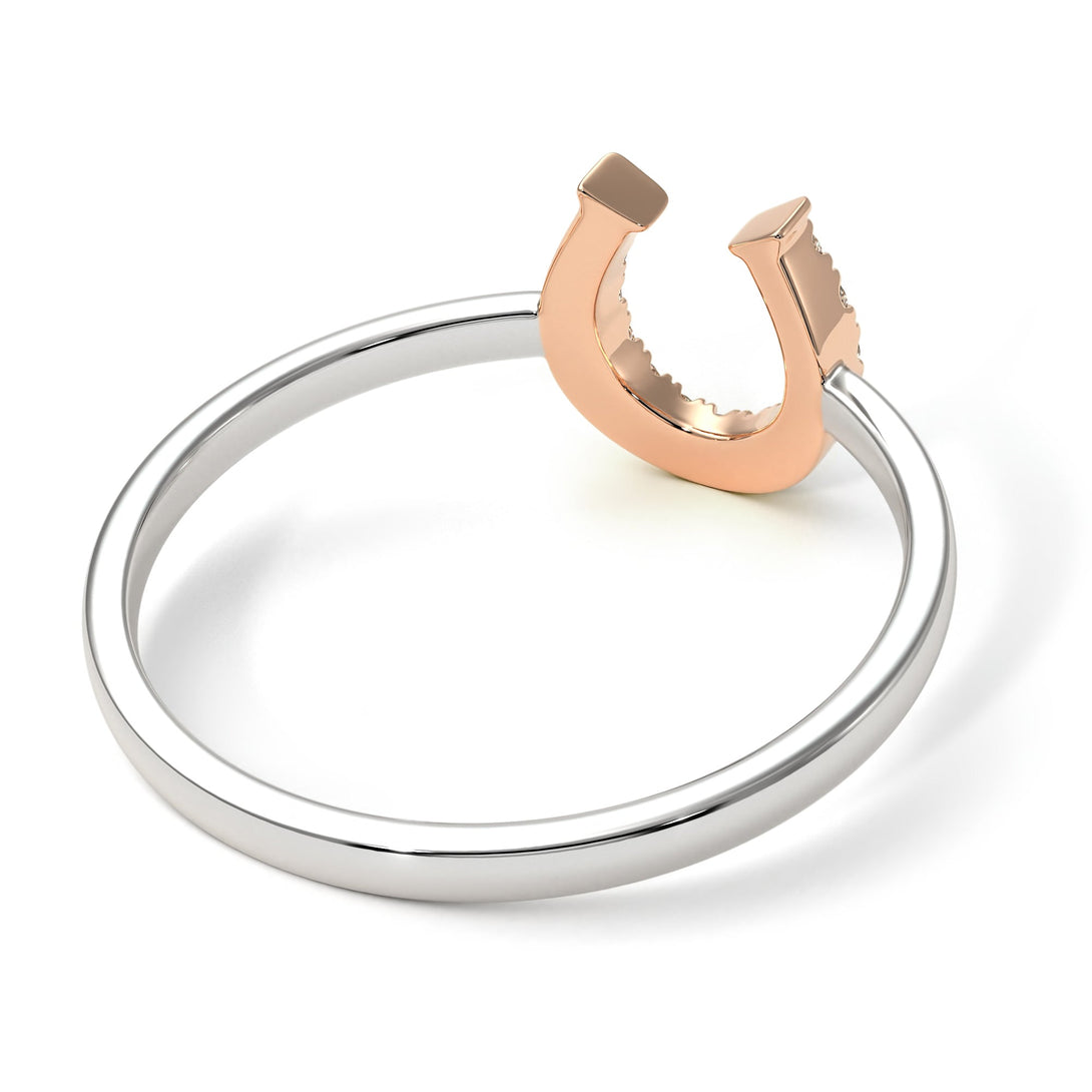 Two Tones Horseshoe Diamond Ring - Malia No. 18