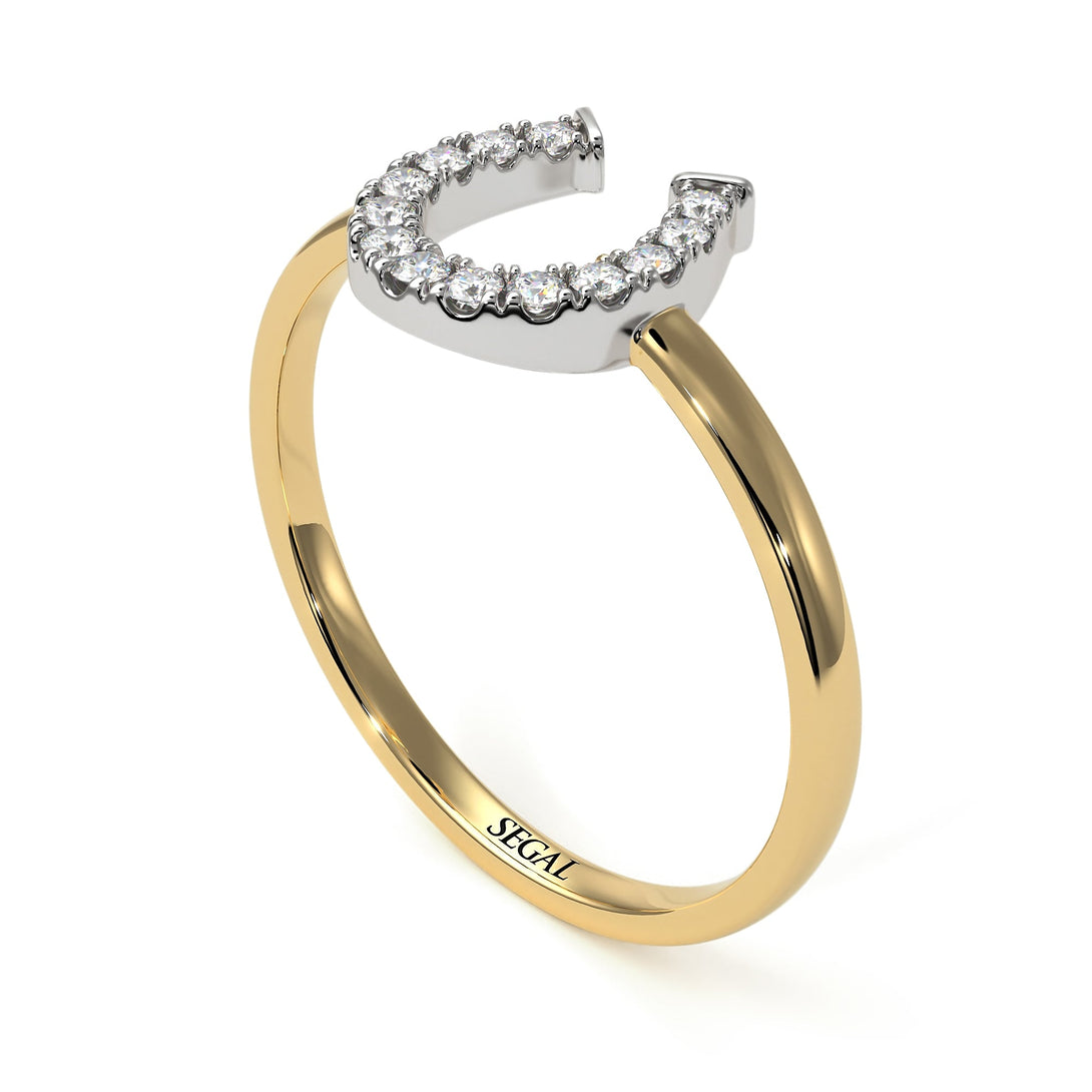 Two Tones Horseshoe Diamond Ring - Malia No. 17