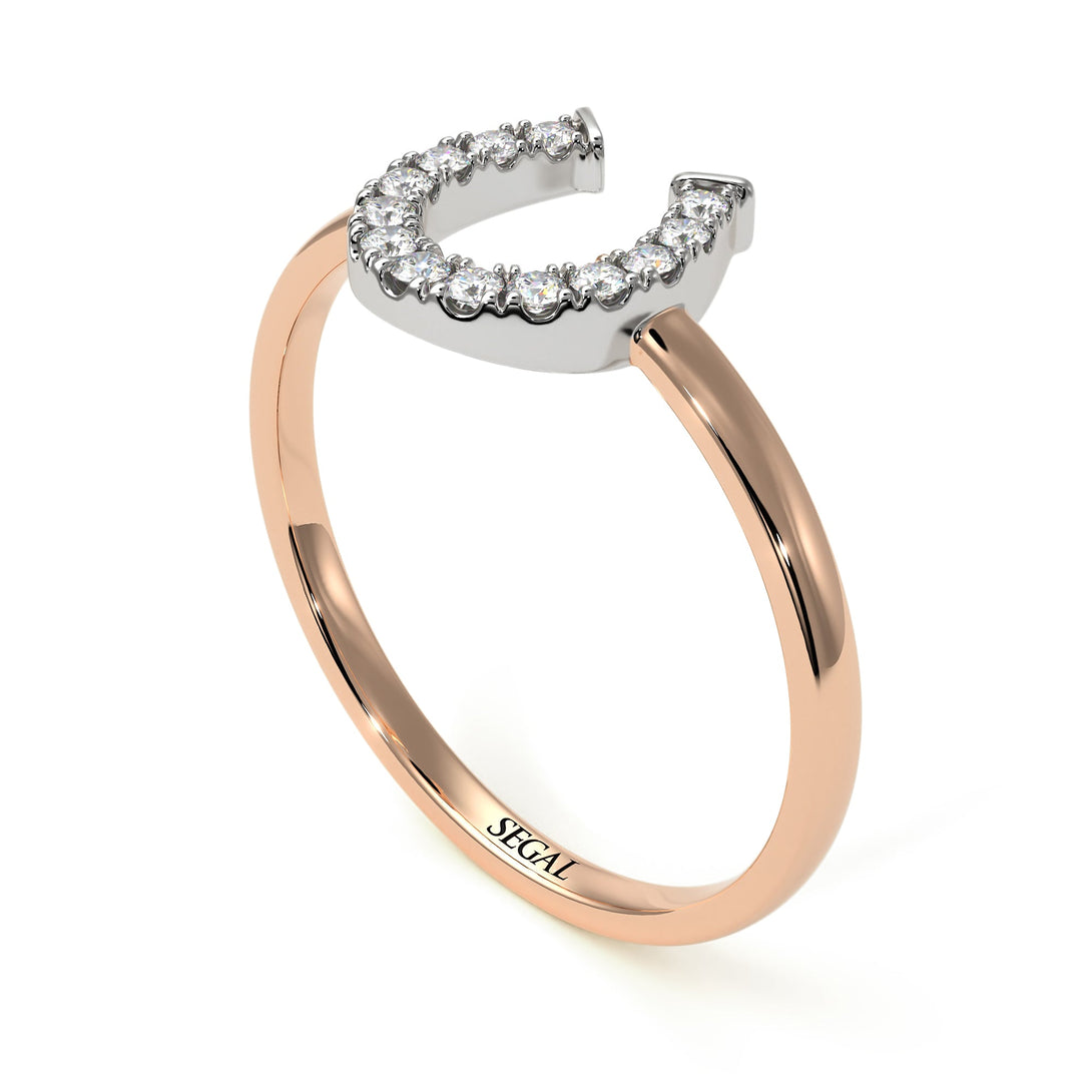 Two Tones Horseshoe Diamond Ring - Malia No. 18