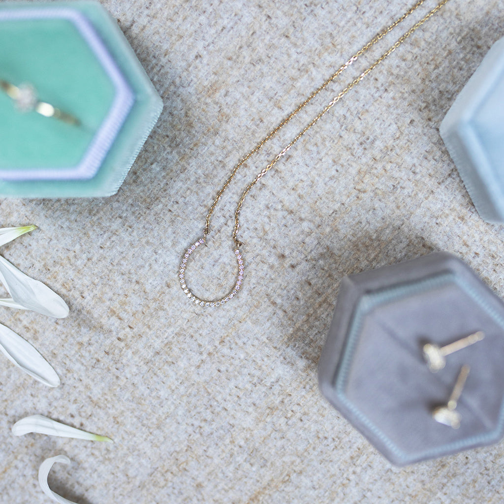 Horseshoe Black Diamond Necklace - Amira No. 9