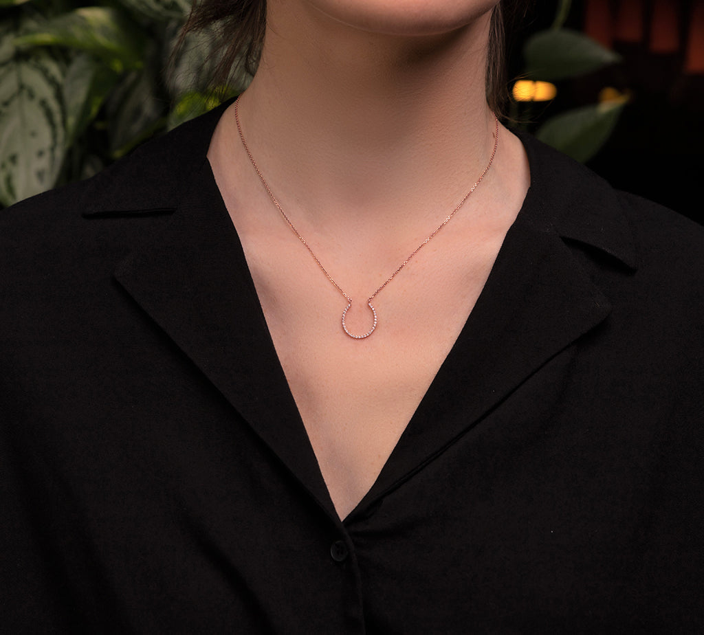 Horseshoe Black Diamond Necklace - Amira No. 8