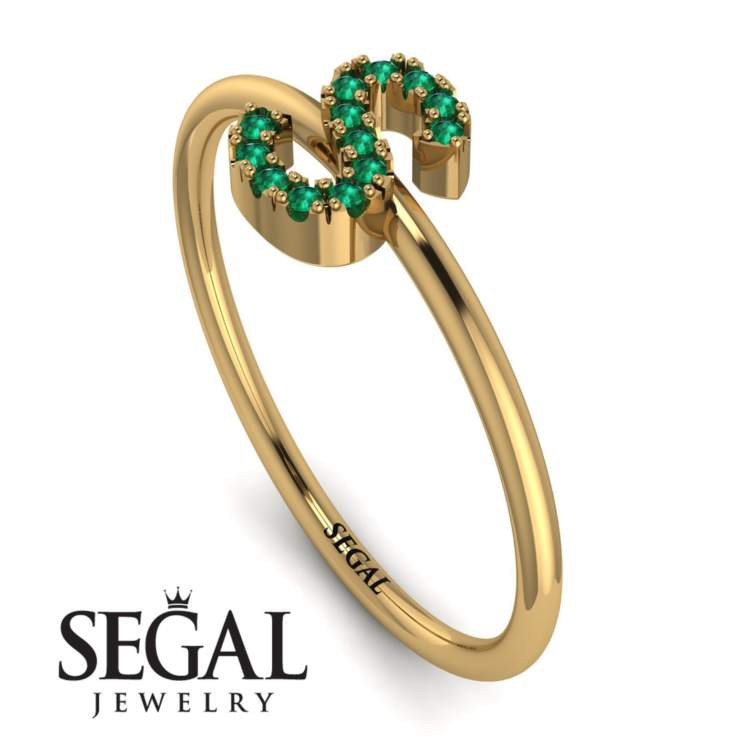 Initial Emerald Ring - Raegan No. 4