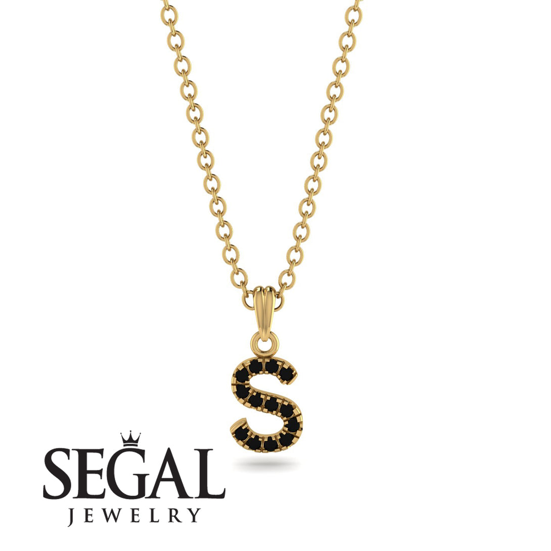 Inital Black Diamond Necklace - Chaya No. 7