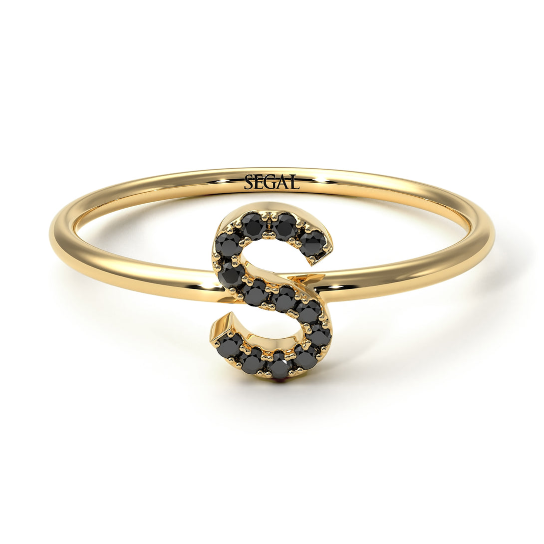 Initial Black Diamond Ring - Raegan No. 7