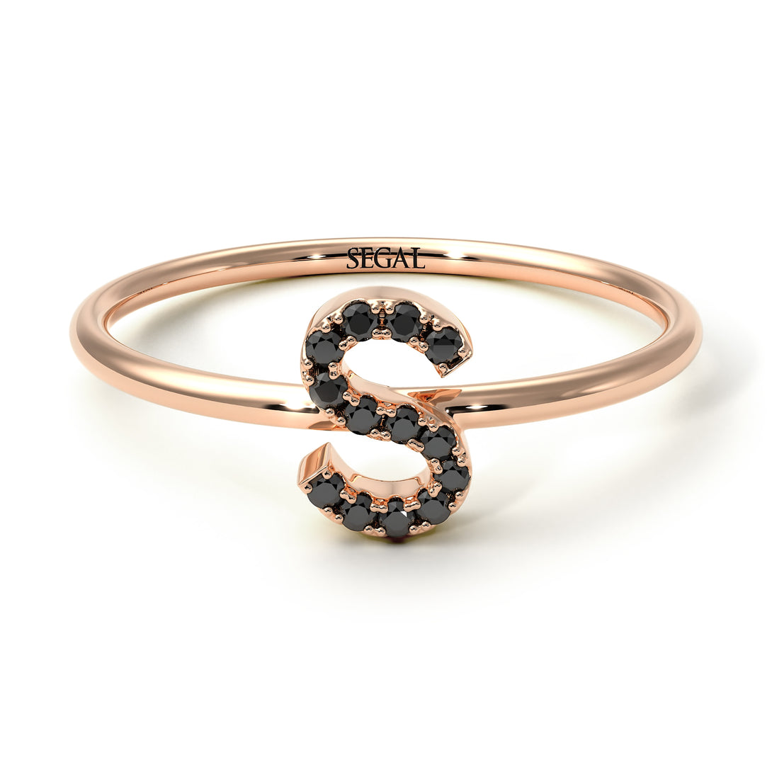 Initial Black Diamond Ring - Raegan No. 8