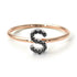 Two Tones Initial Black Diamond Ring - Raegan No. 21