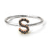 Two Tones Initial Black Diamond Ring - Raegan No. 21