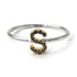 Two Tones Initial Black Diamond Ring - Raegan No. 20