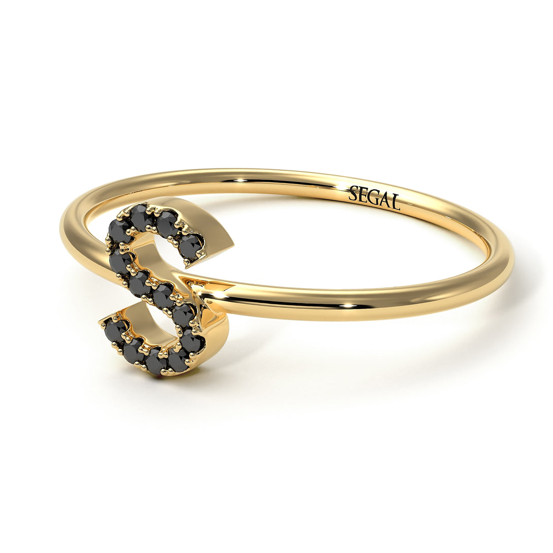 Initial Black Diamond Ring - Raegan No. 7