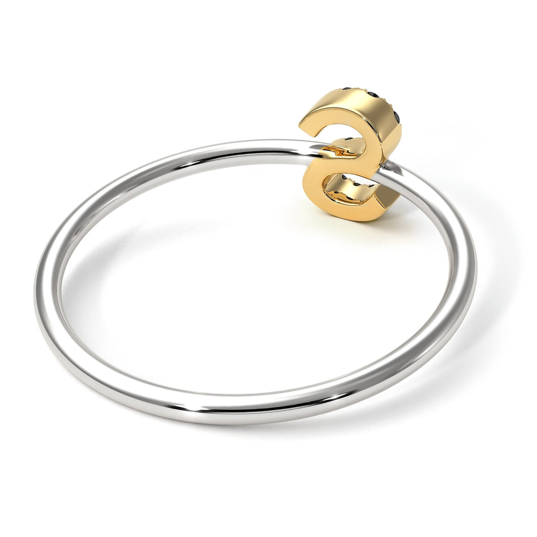 Two Tones Initial Black Diamond Ring - Raegan No. 20