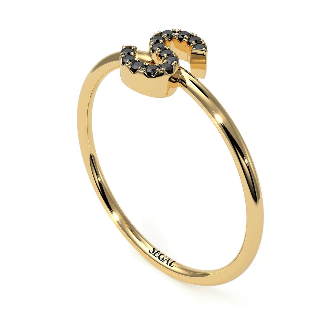 Initial Black Diamond Ring - Raegan No. 7