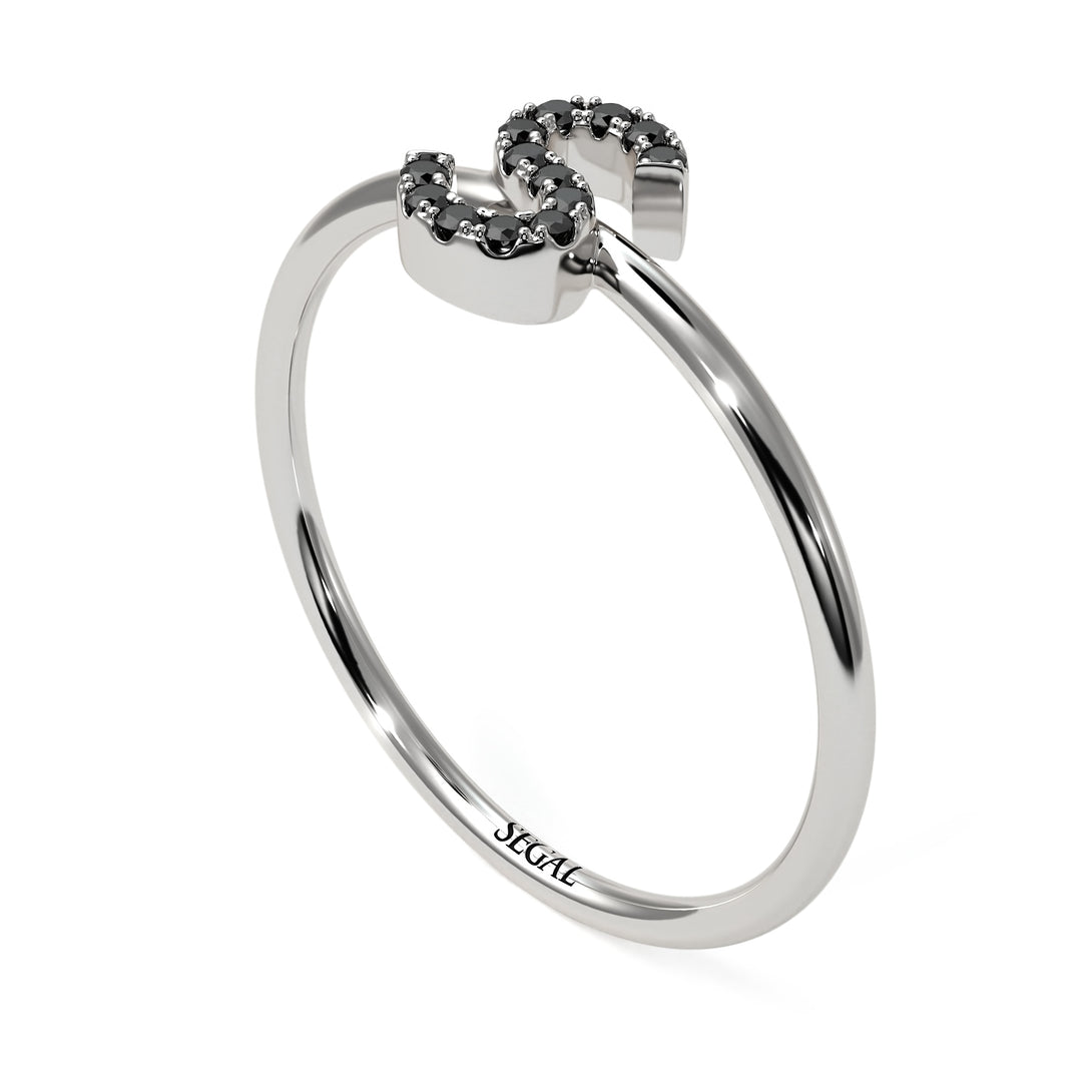 Initial Black Diamond Ring - Raegan No. 9