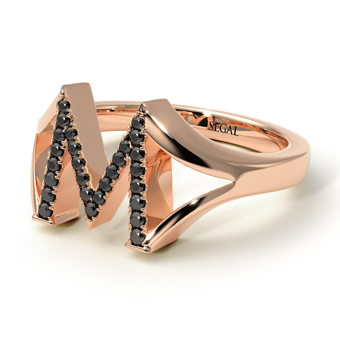 Black Diamond Initial M Ring