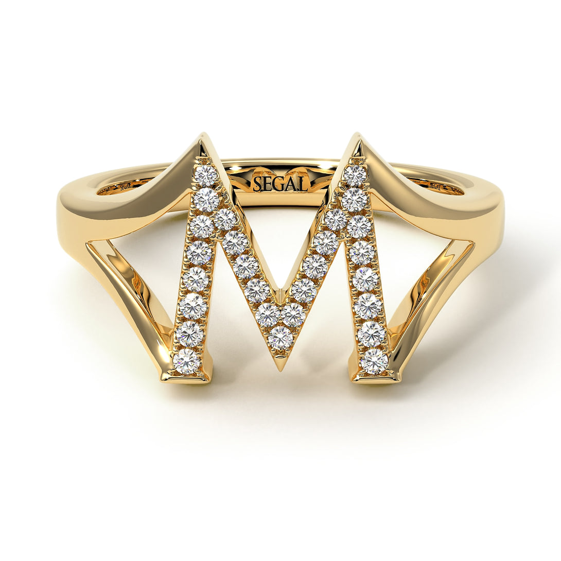 White Diamond Initial M Ring