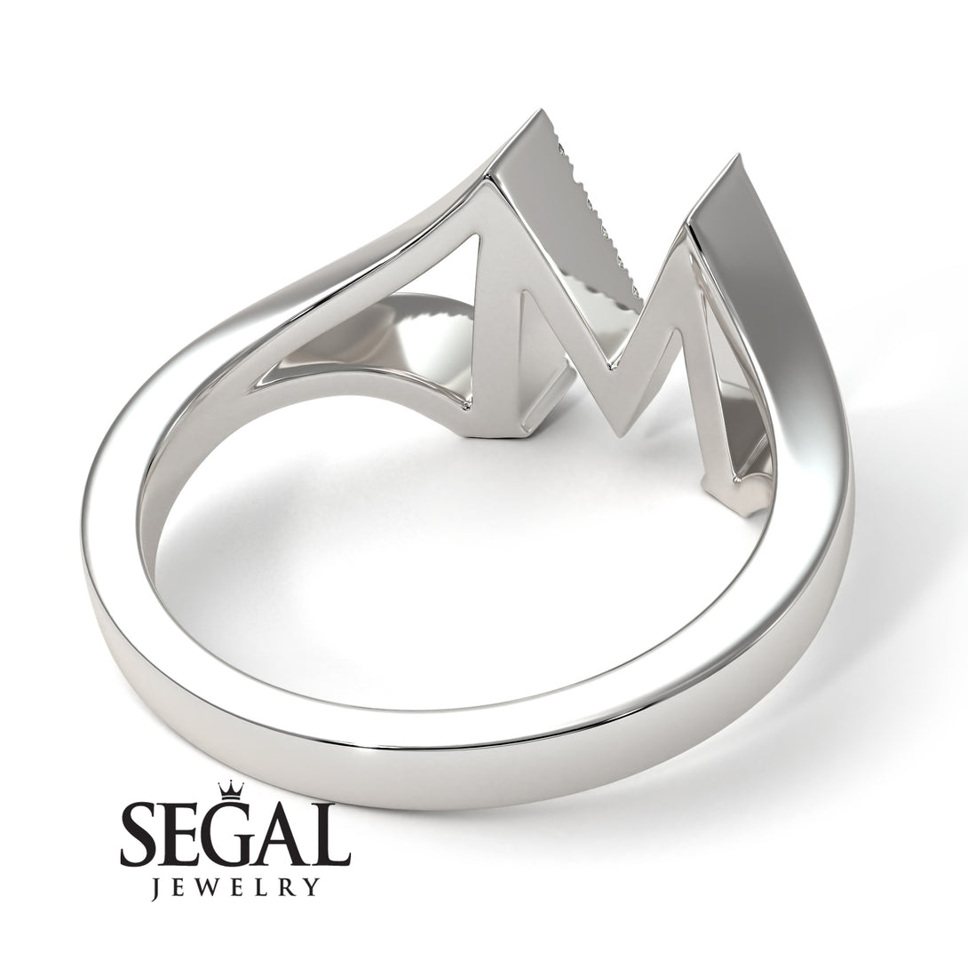 White Diamond Initial M Ring