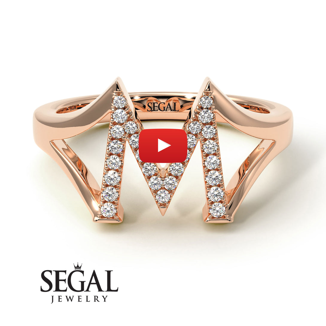 White Diamond Initial M Ring