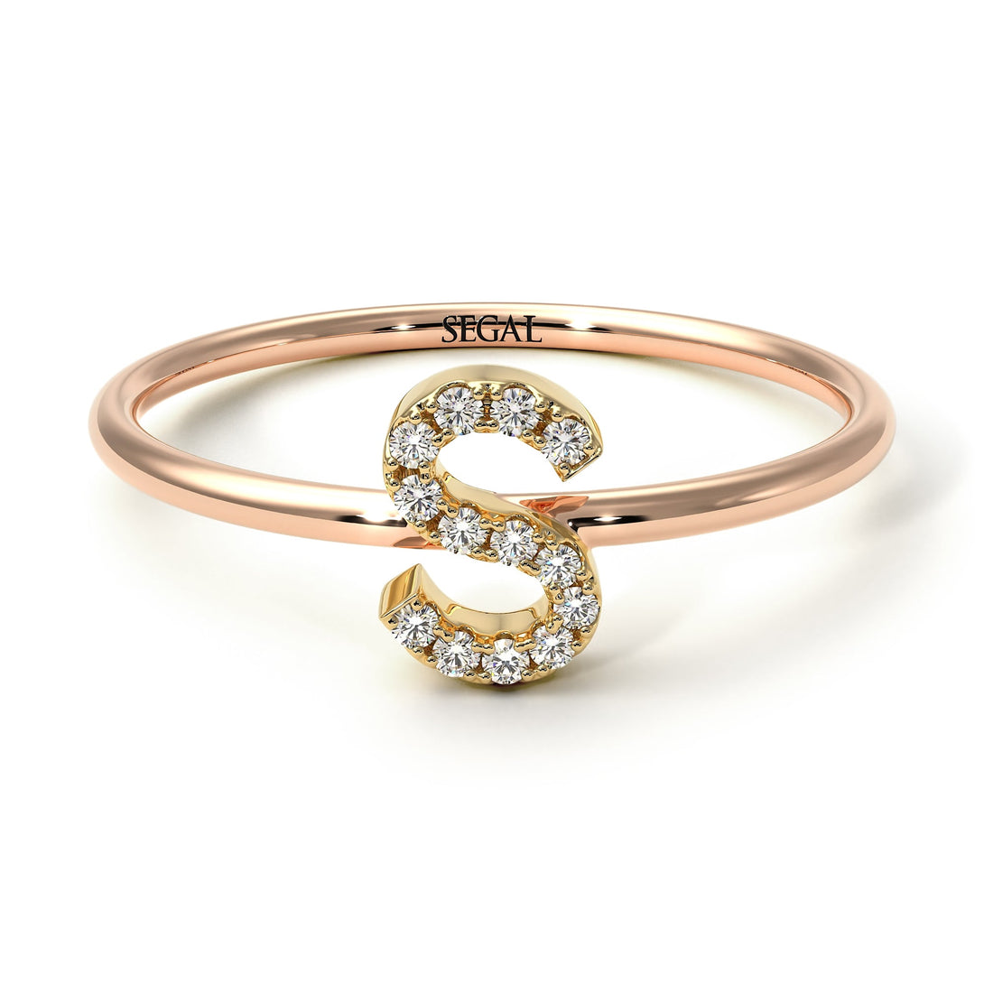 Two Tones Initial Diamond Ring - Raegan No. 16