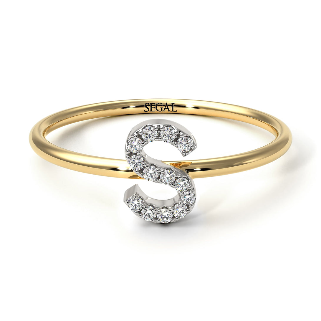 Two Tones Initial Diamond Ring - Raegan No. 17