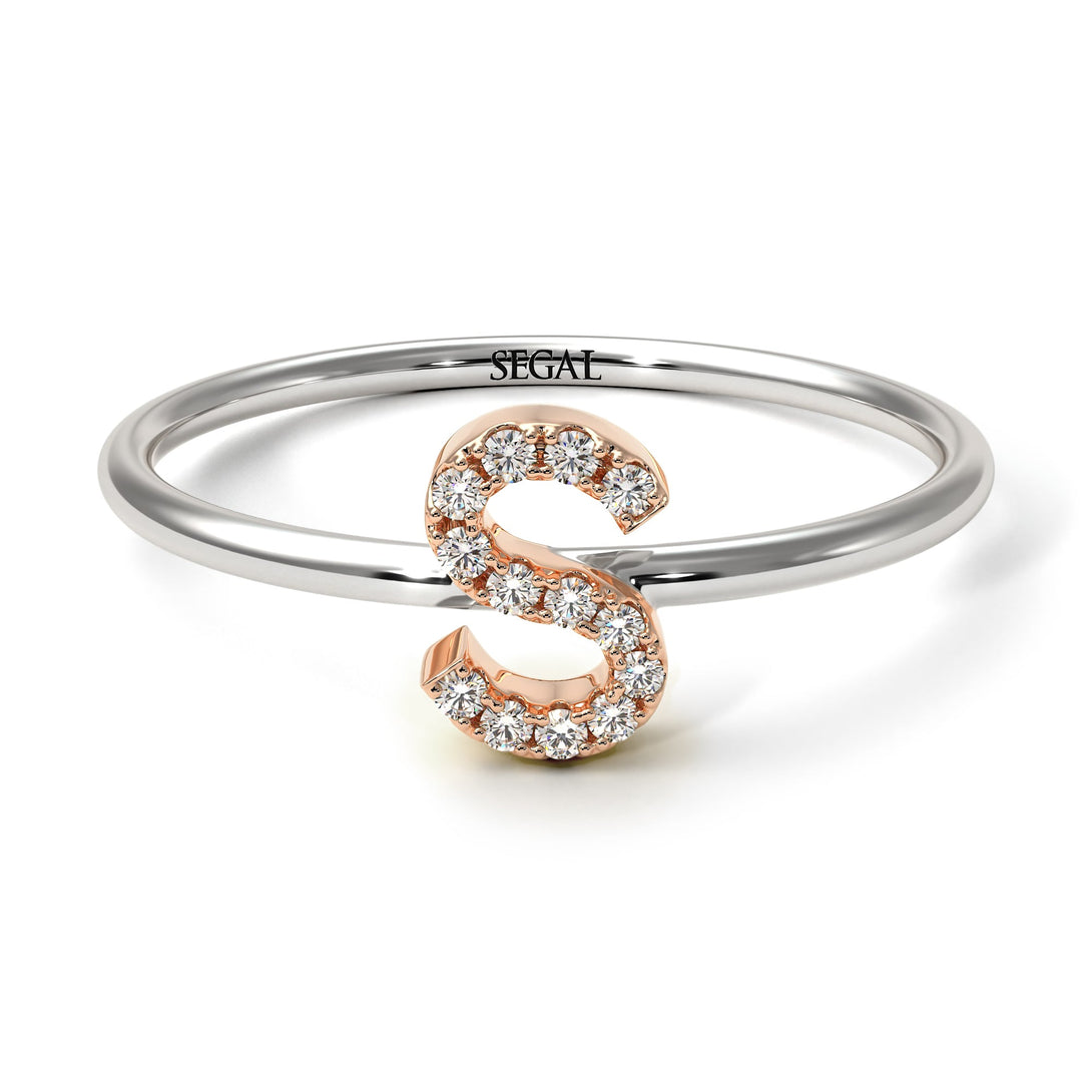 Two Tones Initial Diamond Ring - Raegan No. 18