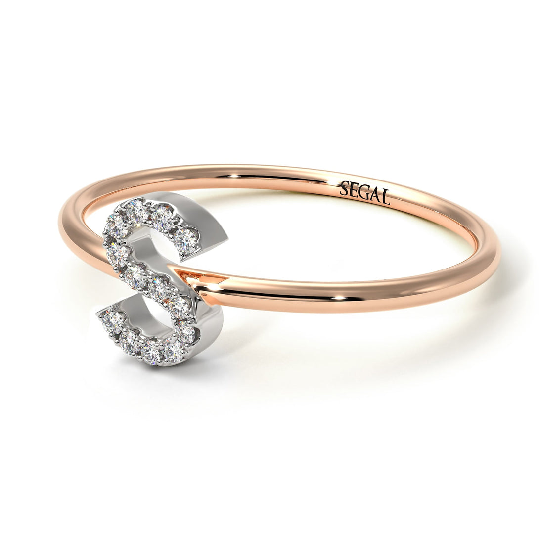 Two Tones Initial Diamond Ring - Raegan No. 18